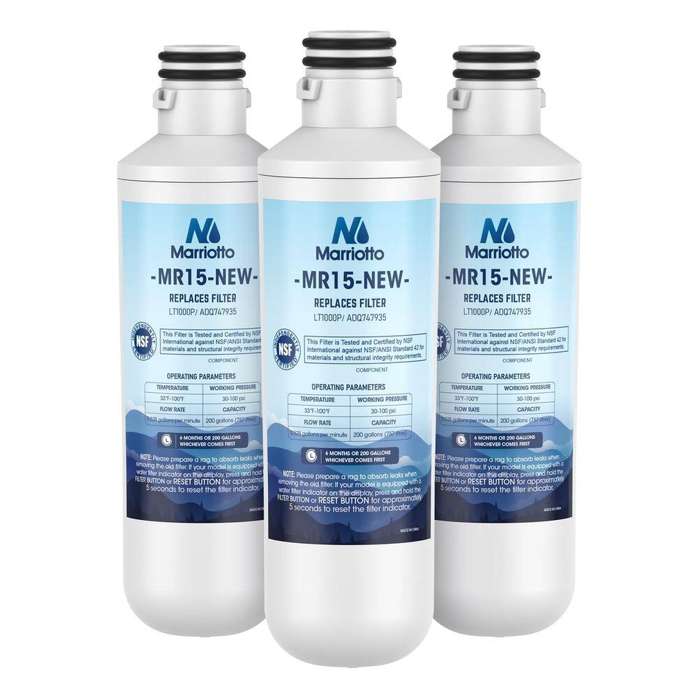 Filtro de água para geladeira MARRIOTTO LT1000PC ADQ747935 (pacote com 3)