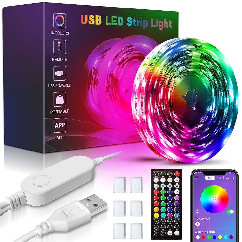Fitas de luz LED GOTUS USB 10m, 16 milhões de cores, modo de música
