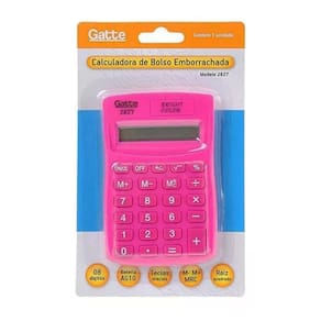 Calculadora De Bolso Emborrachada 8 Digitos Rosa Gatte