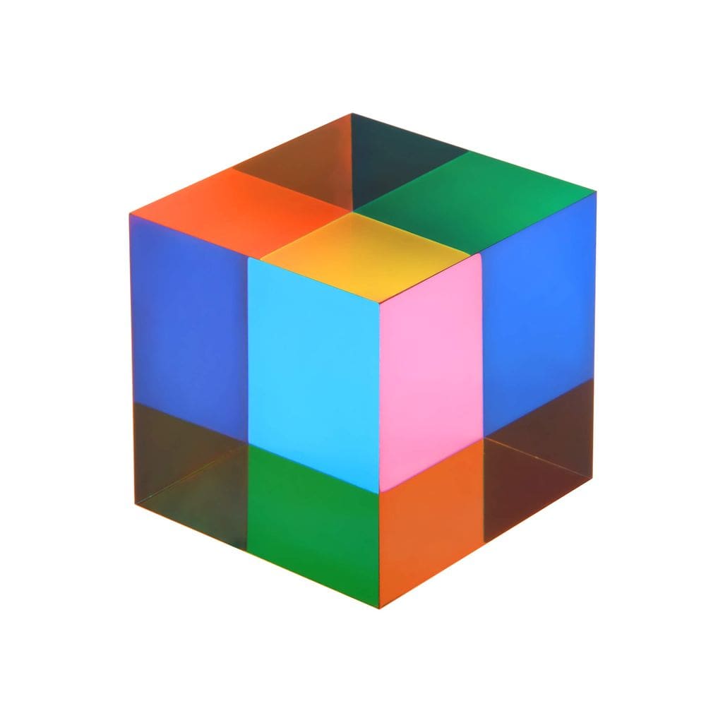 Cubo de mistura de cores ECBANLI, vidro acrílico, brinquedo de física de 4 cm