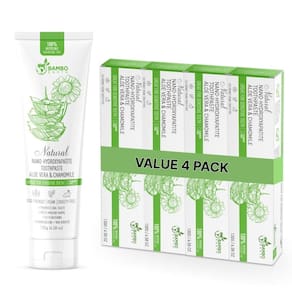 Pasta de dente BAMBOEARTH Natural Nano Hydroxyapatite Aloe, pacote com 4