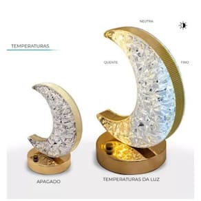 Luminária Mesa Lua Lâmpada Quarto Luxuosa Cristal Acrílico 3