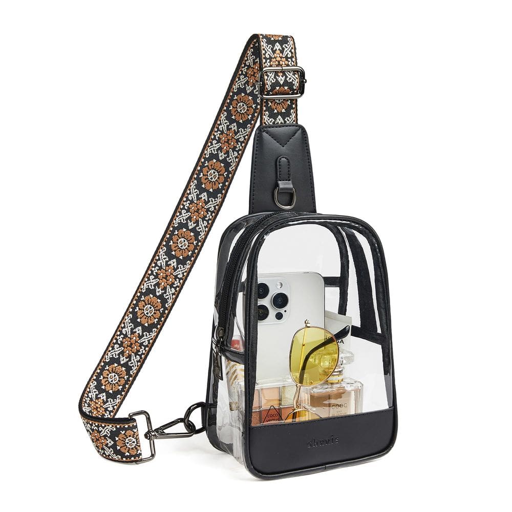 Mochila Clear Sling Bag Shrie para mulheres e homens Stadium Black
