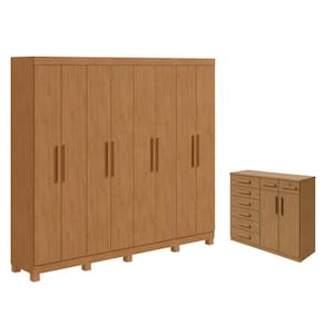Guarda Roupa Casal Andara Soft com Pés e Cômoda Sapateira Toronto Amêndoa Clean - Lopas