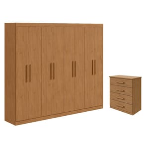 Guarda Roupa Casal Andara Soft e Cômoda Gaveteiro Baião Amêndoa Clean - Lopas