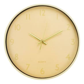 Relógio De Parede Redondo Amarelo Claro Pastel 24.5cm