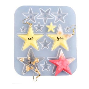 Forma Molde Silicone Brincos Joias Resina Pingente Estrelas