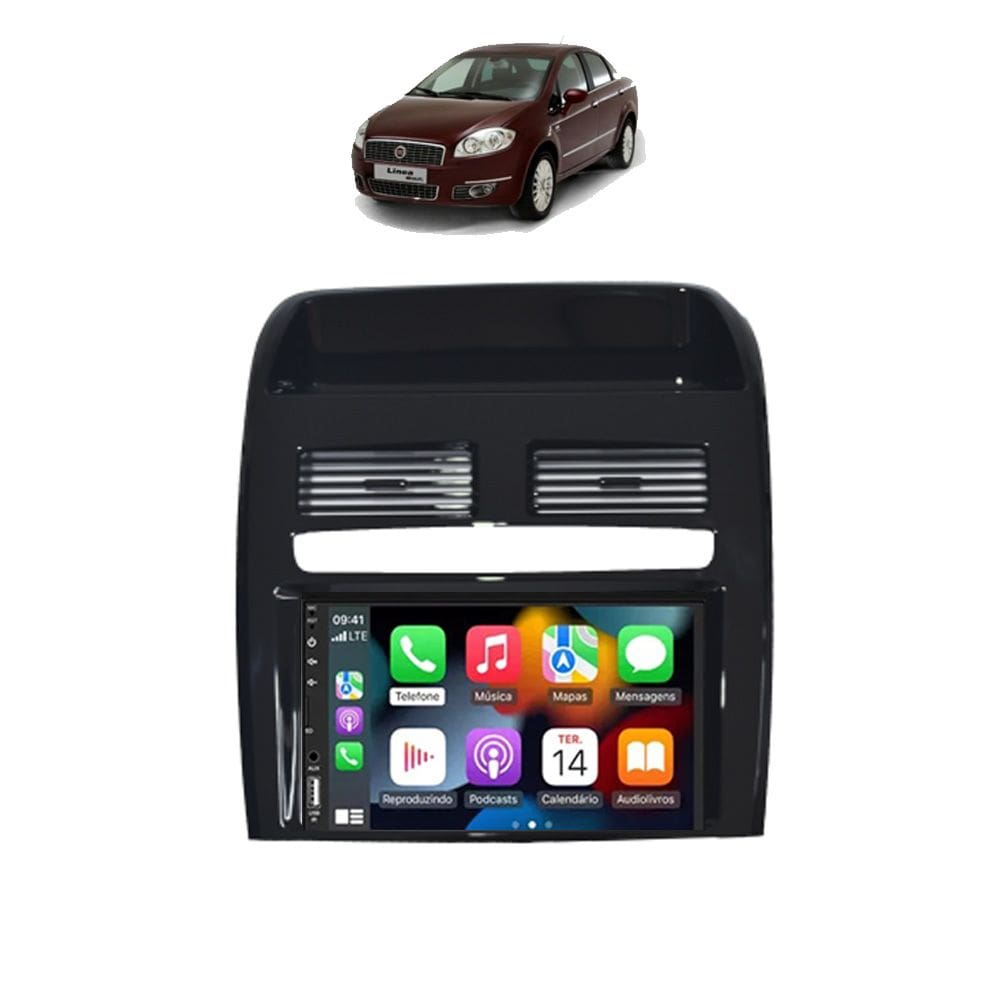 Kit Multimídia Linea 2008 / 2014 7 Pol CarPlay AndroidAuto - FirstOption 8100