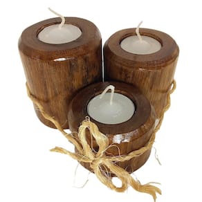 Kit 3 Suportes Castiçal 9/7/5 cm + 3 Velas Brancas