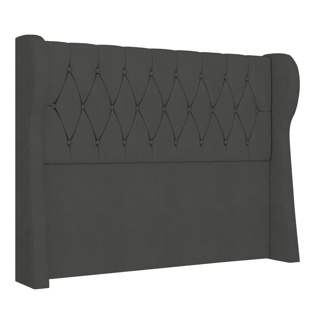 Cabeceira Casal King Cama Box 195cm Malva I02 Veludo Chumbo - Mpozenato