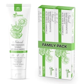 Pasta de dente BAMBOEARTH Natural Nano Hydroxyapatite Aloe, pacote com 2