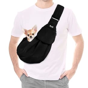 Porta-animais de estimação Sling SlowTon para cães e gatos pequenos (Black S)