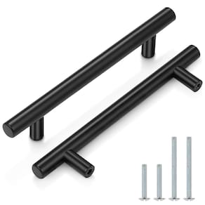 Hardware de gabinete Probrico T Bar Handle Flat Black 128 mm, pacote com 10