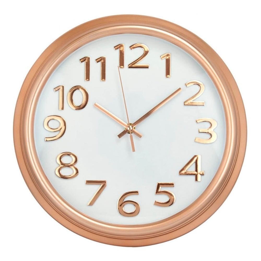 Relógio De Parede Redondo Moderno Grande Rosê Gold 33cm