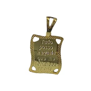Pingente Torcido Tudo Posso - Banhado A Ouro 18K