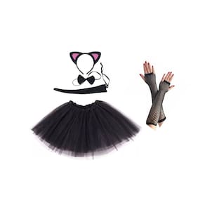 Fantasia Gatinha Gato Preto 5Pçs Carnaval Halloween