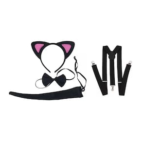 Fantasia Gatinha Gato Preto Carnaval Halloween - 4Pçs