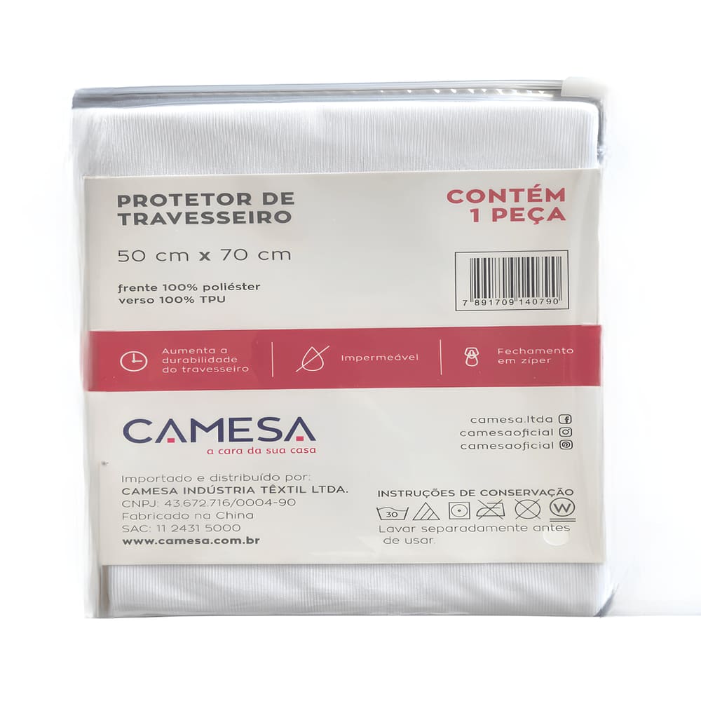 Protetor Impermeável de Travesseiro 50 cm x 70 cm Camesa