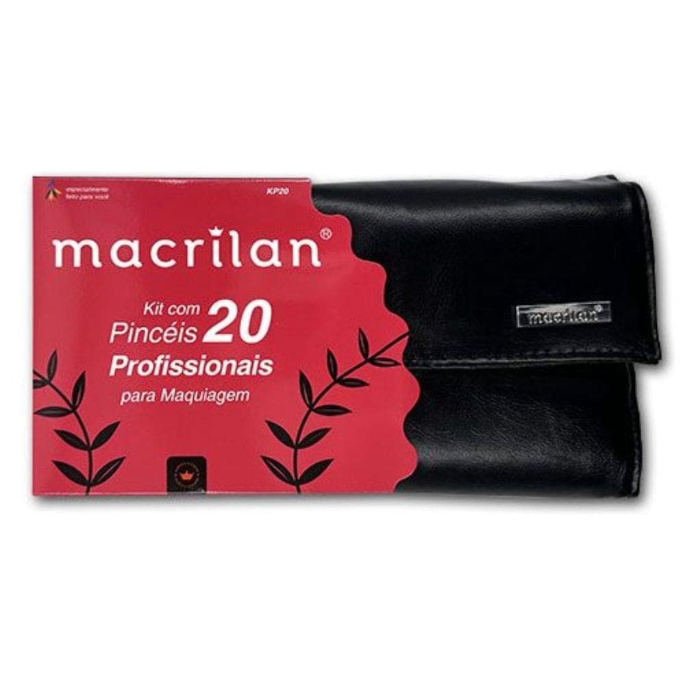 Kit Maquiagem 20 Pincéis Macrilan Náilon Cabo Madeira E