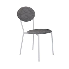 Cadeira Fixa Estofada Vintage Elipse Névoa Prata/Branco Fosco