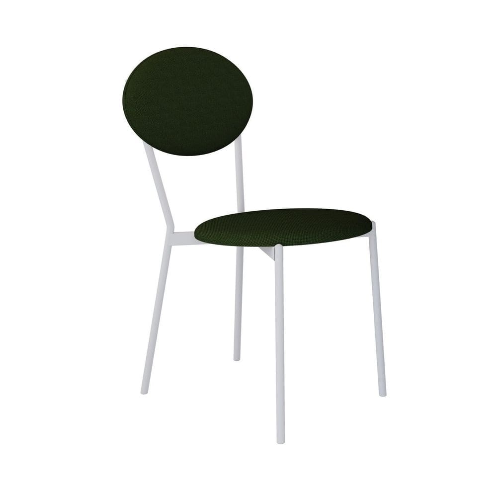 Cadeira Fixa Estofada Vintage Elipse Verde Musgo/Branco Fosco