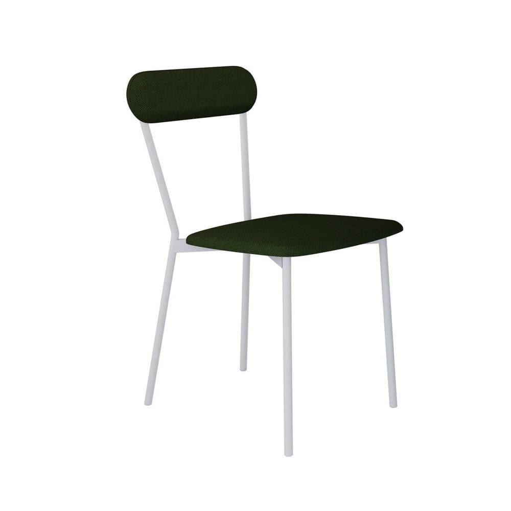 Cadeira Fixa Estofada Vintage Emília Verde Musgo City/Branco Fosco MT Epóxi