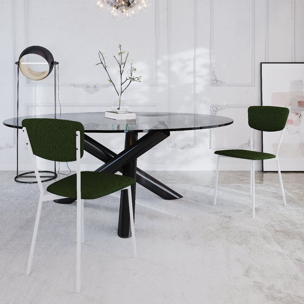 Cadeira Fixa Estofada Vintage Retrô com 2 Unidades Verde /Branco