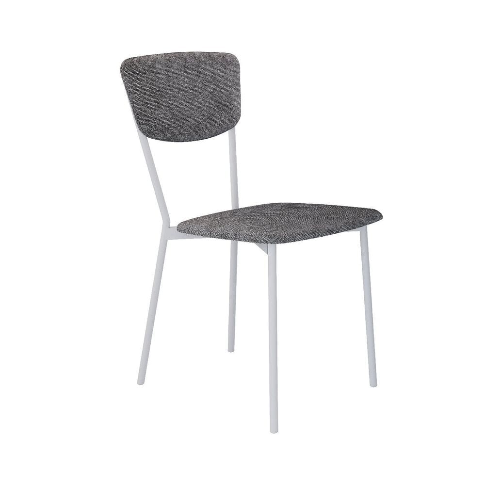 Cadeira Fixa Estofada Vintage Retrô Névoa Prata/Branco Fosco