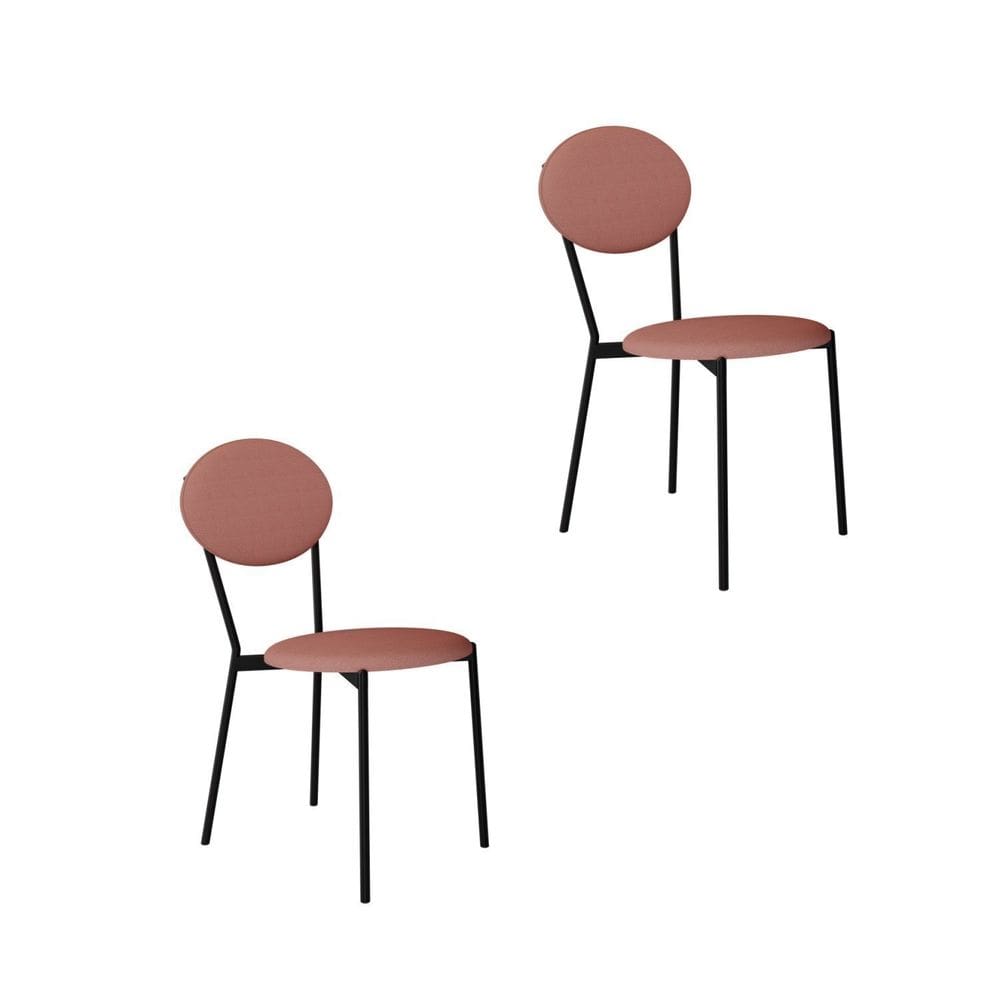 Cadeira Fixa Estofada Vintage Elipse com 2 Unidades Tulipa Rosê/Preto Fosco