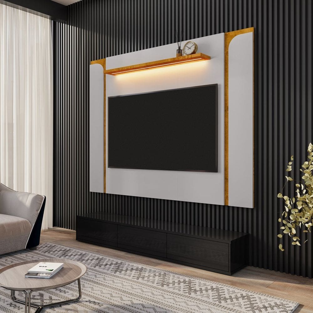 Painel para Tv até 15 Polegadas Maresias Off-White/Naturalle