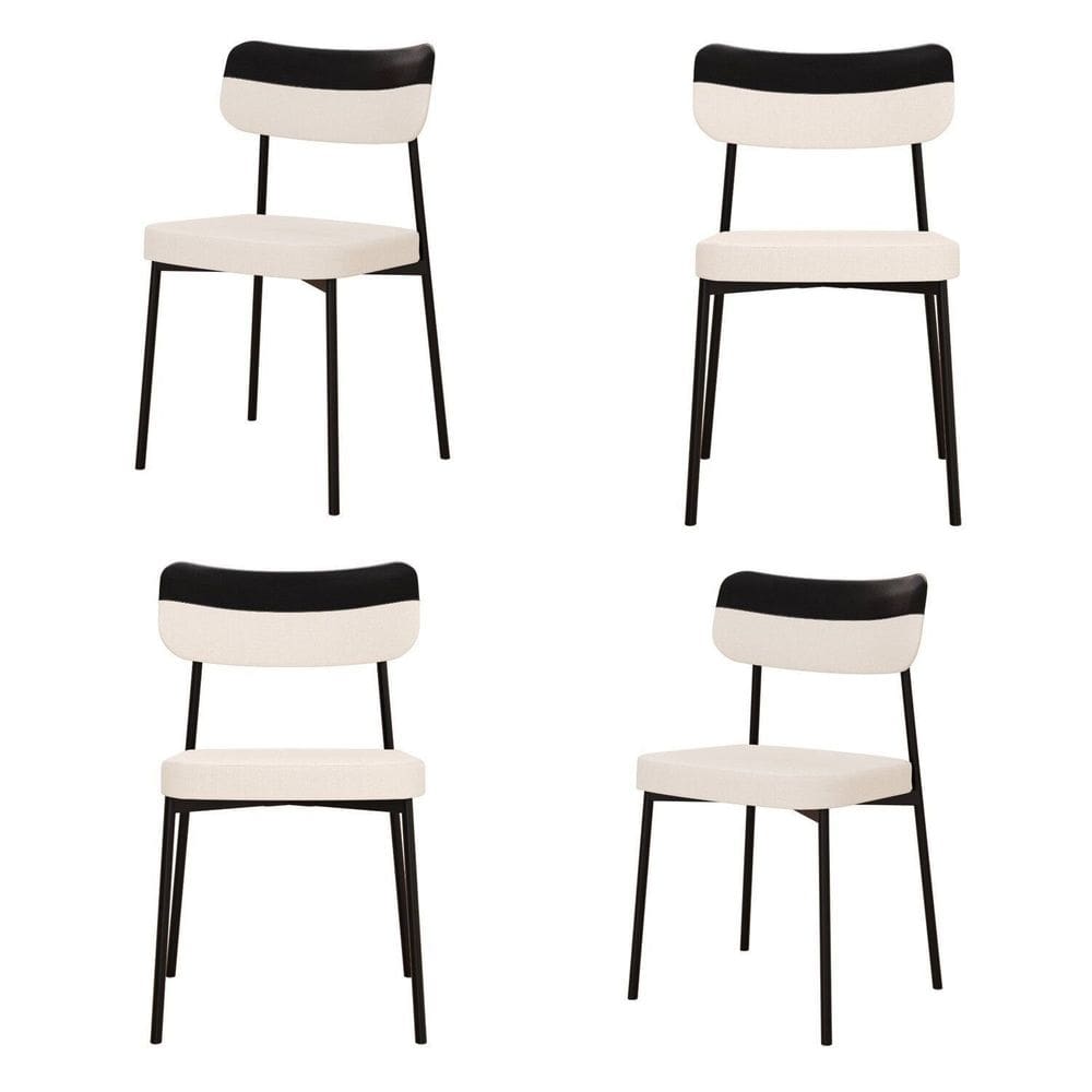 Kit com 4 Cadeiras para Sala de Jantar Mona Yescasa Palha Corriente/Preto