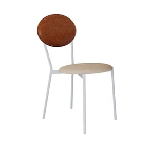 Cadeira Fixa Estofada Vintage Elipse Areia Light /Caramelo/Branco Fosco