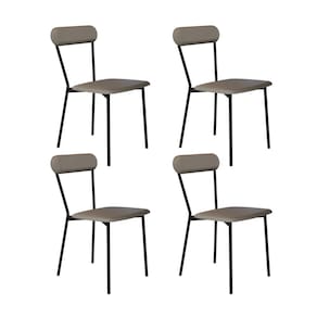 Cadeira Fixa Estofada Vintage Emília com 4 unidades Cinza/Preto