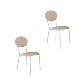 Cadeira Fixa Estofada Vintage Elipse com 2 Unidades Areia Light/Branco Fosco