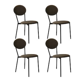 Cadeira Fixa Estofada Vintage Elipse com 4 Unidades Sand/Preto Fosco