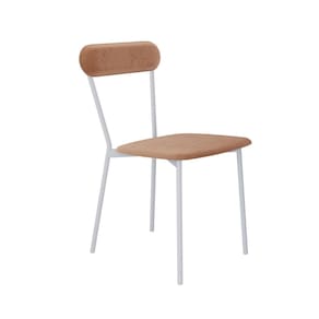 Cadeira Fixa Estofada Vintage Emília Nude/Branco Fosco
