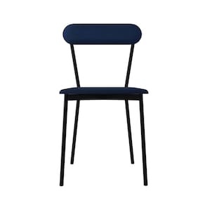 Cadeira Fixa Estofada Vintage Emília com 4 unidades Azul/Preto