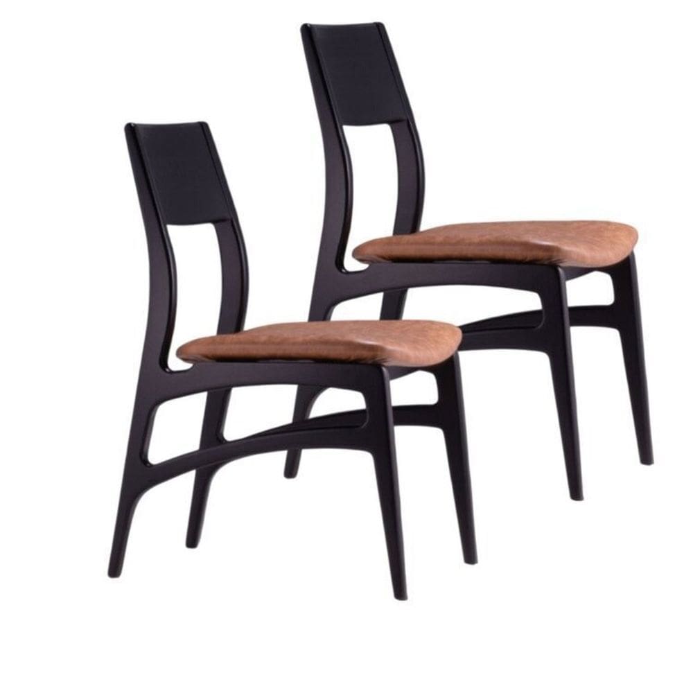 Conjunto 2 Cadeiras Madeira Maciça Alento Ébano/Castanho