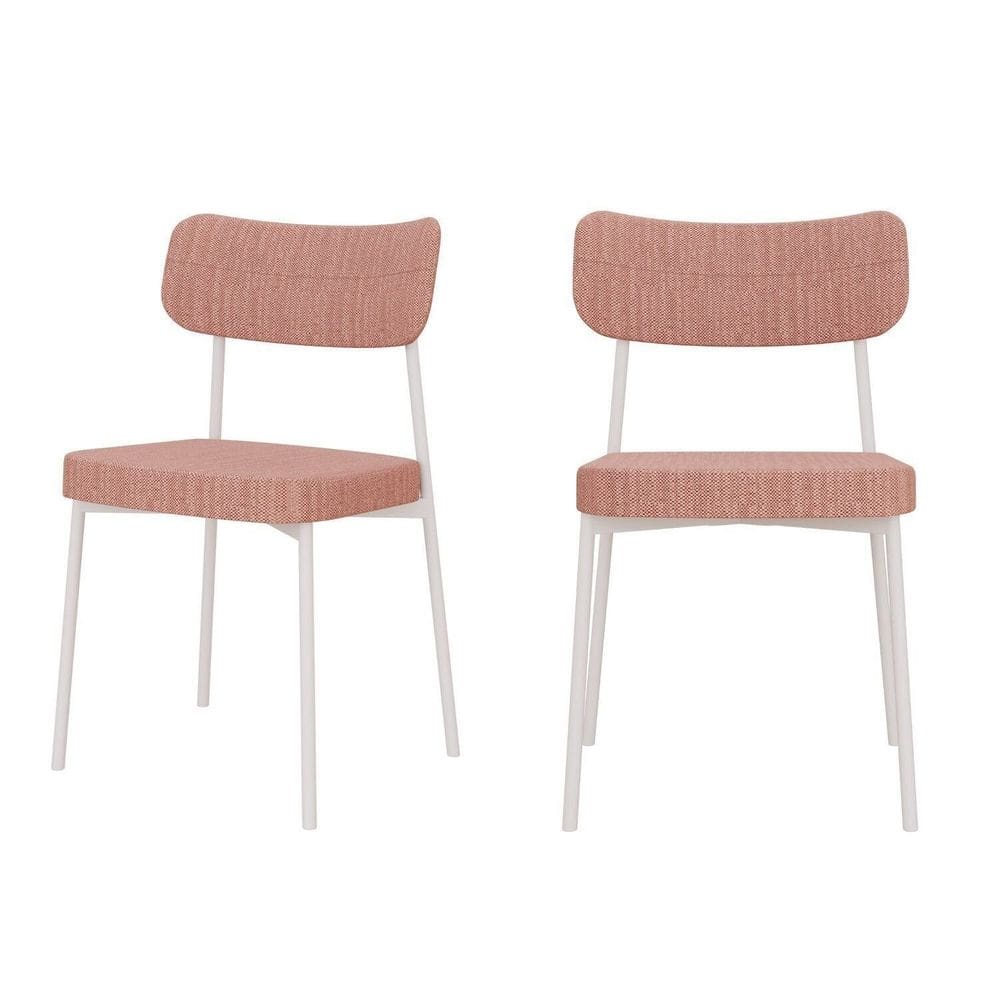 Kit com 2 Cadeiras para Sala de Jantar Mona Yescasa Rosa Linked/Branco