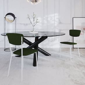 Cadeira Fixa Estofada Vintage Retrô Verde Musgo/Branco Fosco