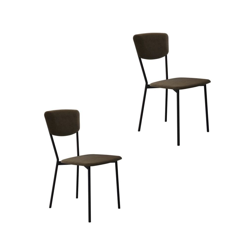 Cadeira Fixa Estofada Vintage Retrô com 2 Unidades Sand/Preto