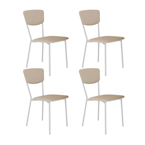 Cadeira Fixa Estofada Vintage Retrô com 4 Unidades Areia /Branco