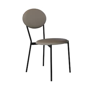 Cadeira Fixa Estofada Vintage Elipse Venus Cinza/Preto Fosco
