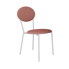Cadeira Fixa Estofada Vintage Elipse Tulipa Rosê/Branco Fosco