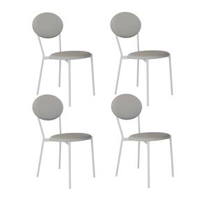Cadeira Fixa Estofada Vintage Elipse com 4 Unidades Saturno Off White/Branco Fosco