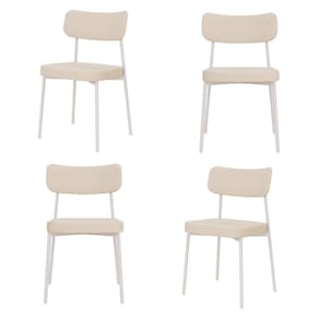 Kit com 4 Cadeiras para Sala de Jantar Mona Yescasa Areia Corriente/Branco