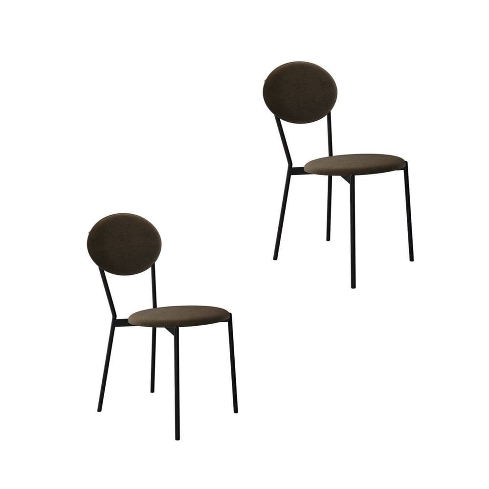 Cadeira Fixa Estofada Vintage Elipse com 2 Unidades Sand/Preto Fosco