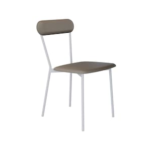 Cadeira Fixa Estofada Vintage Emília Venus Cinza/Branco Fosco