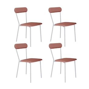Cadeira Fixa Estofada Vintage Emília com 4 Unidades Tulipa Rosê/Branco Fosco