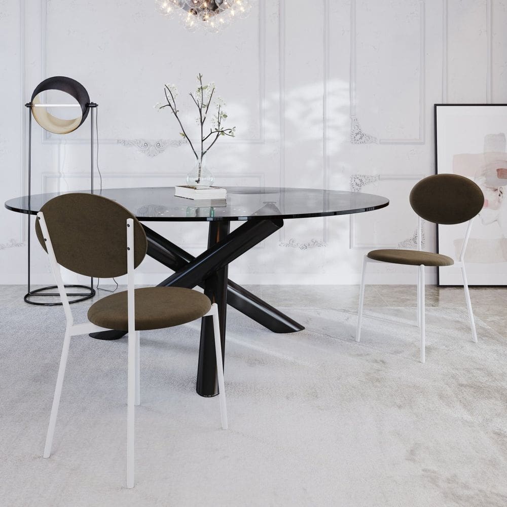 Cadeira Fixa Estofada Vintage Elipse com 2 unidades Sand/Branco Fosco